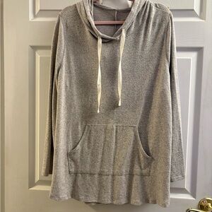 Lane Bryant Light Heather Gray Scoop-Neck Hooded Pullover